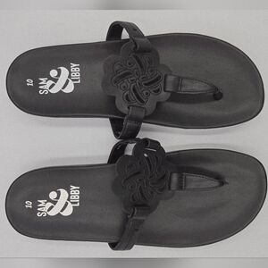 Sam & Libby Size 10 Black Alexandra Thong Sandals Elegant Minimalist Design